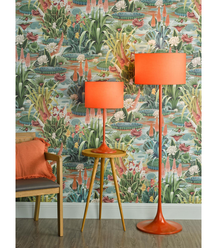 Toledo Floor Lamp Satin Orange With Shade-4