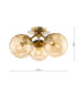 Ulrika 3 Light Flush Antique Brass and Amber Glass-4