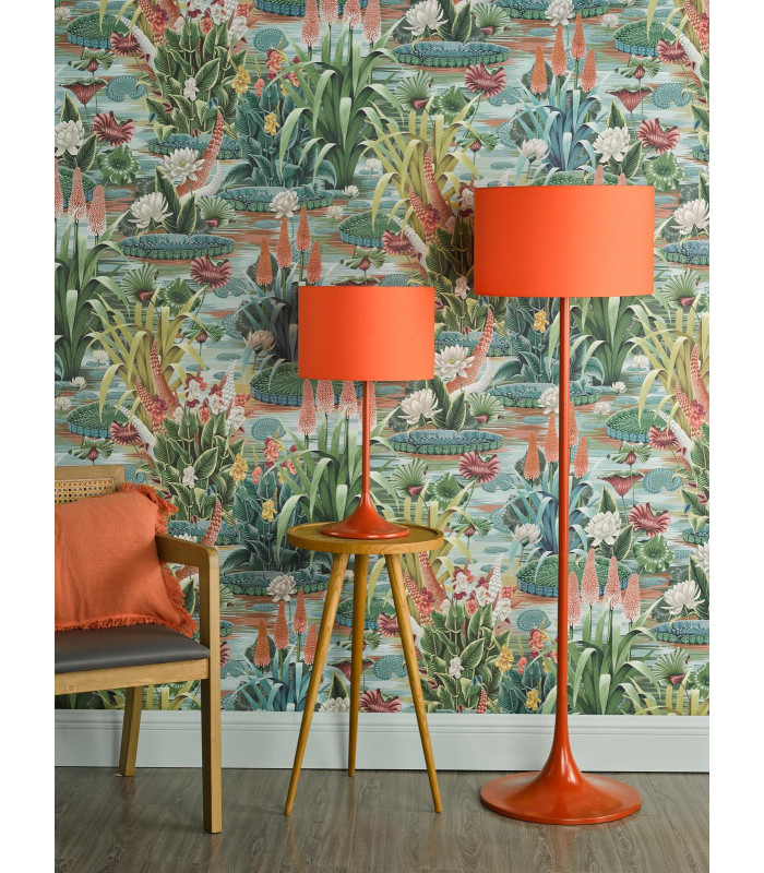 Toledo Floor Lamp Satin Orange With Shade-5