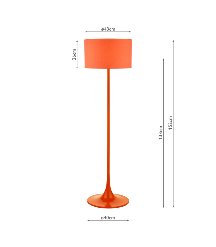 Toledo Floor Lamp Satin Orange With Shade-6