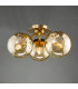 Ulrika 3 Light Flush Antique Brass and Amber Glass-6