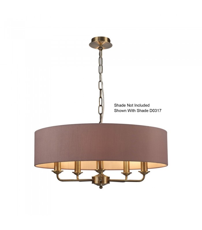 5 Light Multi Arm Ceiling Pendant without Shade, c, w 2m Chain, E14 Antique Brass - 10