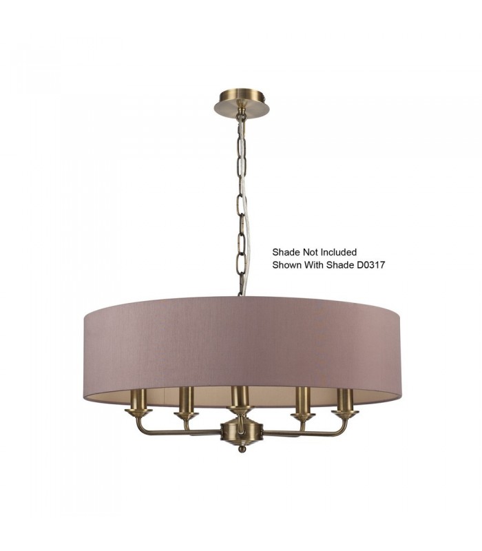 5 Light Multi Arm Ceiling Pendant without Shade, c, w 2m Chain, E14 Antique Brass - 11