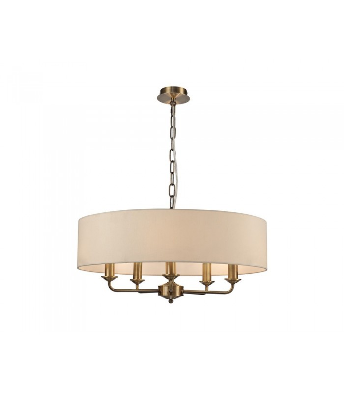 5 Light Multi Arm Ceiling Pendant without Shade, c, w 2m Chain, E14 Antique Brass - 12