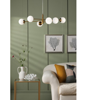 Vignette 6 Light Ceiling Pendant Aged Brass With White Confetti Glass-2