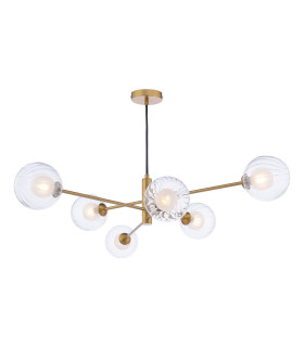 Vignette 6 Light Ceiling Pendant Aged Brass With Clear/Opal Glass-1