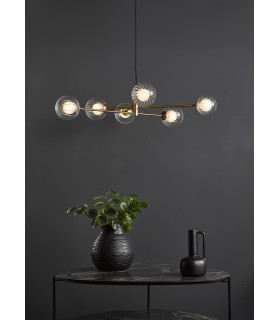 Vignette 6 Light Ceiling Pendant Aged Brass With Clear/Opal Glass-2