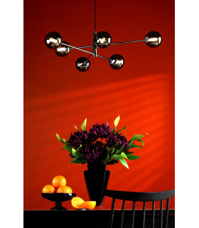 Vignette 6 Light Ceiling Pendant Polished Chrome With Smoked Glass-2