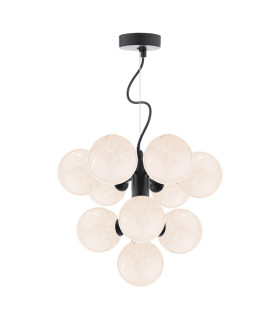 Vine 10 Light Ceiling Pendant Satin Black With White Confetti Glass-1