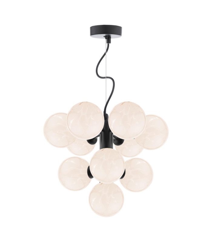Vine 10 Light Ceiling Pendant Satin Black With White Confetti Glass-1