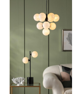 Vine 10 Light Ceiling Pendant Satin Black With White Confetti Glass-2