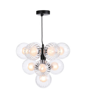 Vine 10 Light Ceiling Pendant Satin Black With Clear/Opal Glass-1