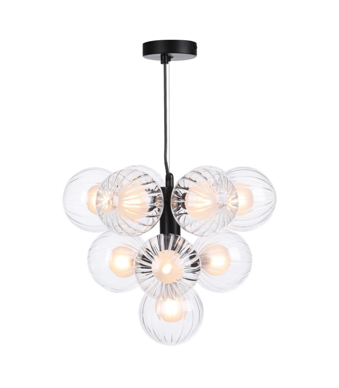 Vine 10 Light Ceiling Pendant Satin Black With Clear/Opal Glass-1