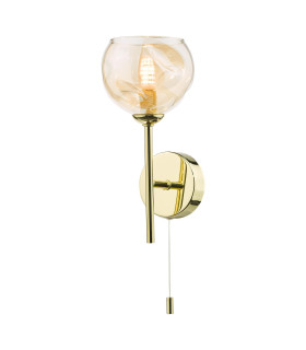 Cohen Wall Light Polished Gold With Organic Amber Glass-1