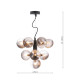 Vine 10 Light Ceiling Pendant Satin Black With Smoked/Clear Ribbed Glass-4