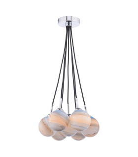 Elpis 7 Light Cluster Ceiling Pendant Polished Chrome With Planet Style Glass-1