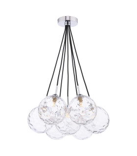 Elpis 7 Light Cluster Ceiling Pendant Polished Chrome With Clear Dimpled Glass-1