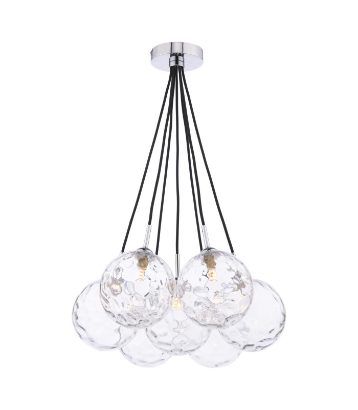 Elpis 7 Light Cluster Ceiling Pendant Polished Chrome With Clear Dimpled Glass-1