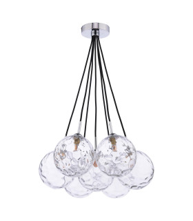 Elpis 7 Light Cluster Ceiling Pendant Polished Chrome With Clear Dimpled Glass-2