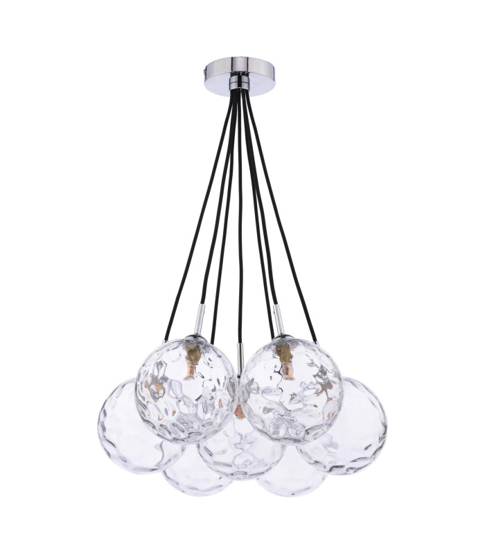 Elpis 7 Light Cluster Ceiling Pendant Polished Chrome With Clear Dimpled Glass-2