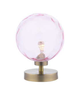 Esben Touch Table Lamp Antique Brass With Pink Dimpled Glass-1
