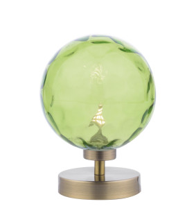 Esben Touch Table Lamp Antique Brass With Green Dimpled Glass-1