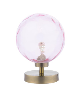 Esben Touch Table Lamp Antique Brass With Pink Dimpled Glass-2