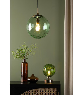 Esben Touch Table Lamp Antique Brass With Green Dimpled Glass-2