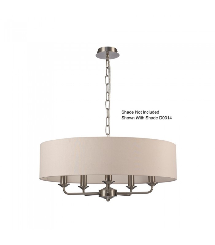 5 Light Multi Arm Ceiling Pendant without Shade, c, w 2m Chain, E14 Satin Nickel - 10