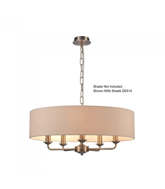 5 Light Multi Arm Ceiling Pendant without Shade, c, w 2m Chain, E14 Satin Nickel - 11
