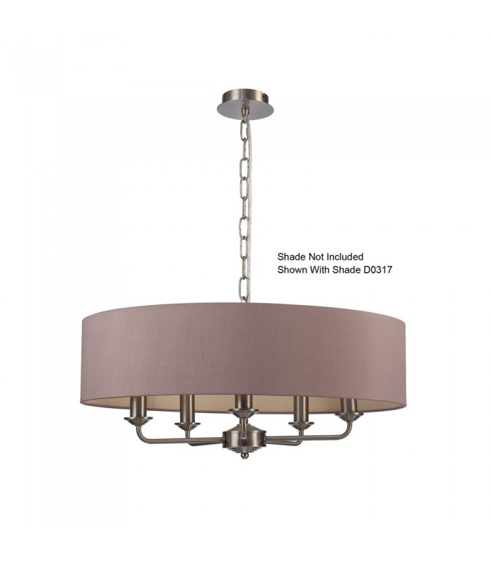 5 Light Multi Arm Ceiling Pendant without Shade, c, w 2m Chain, E14 Satin Nickel - 13
