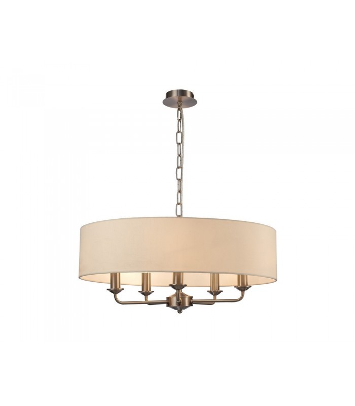 5 Light Multi Arm Ceiling Pendant without Shade, c, w 2m Chain, E14 Satin Nickel - 14