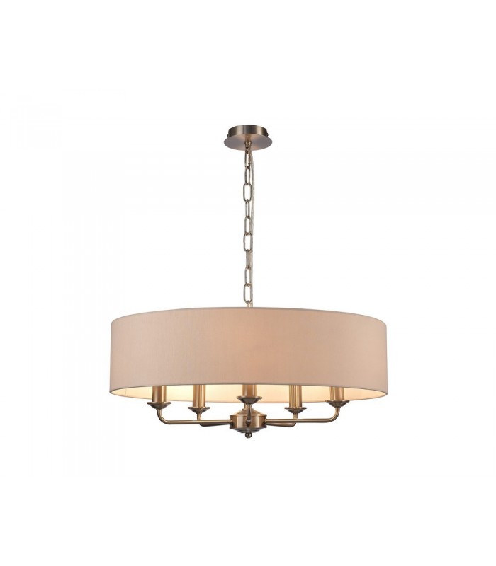 5 Light Multi Arm Ceiling Pendant without Shade, c, w 2m Chain, E14 Satin Nickel - 15