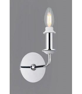 Switched Wall Lamp 1 Candle Light without Shade, E14 Polished Chrome - 2