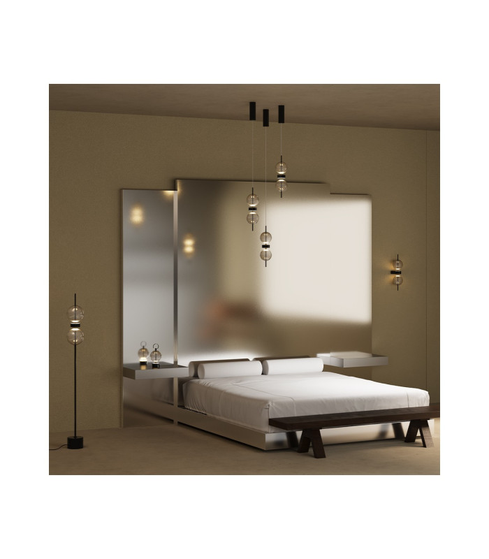 Double Moon LED Globe Wall Lights Black 3000K-2