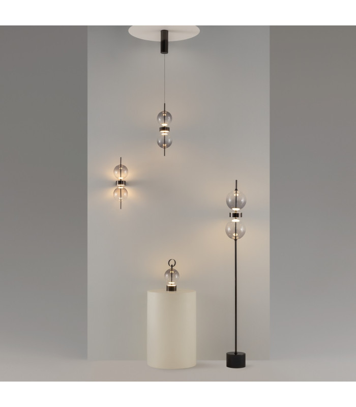 Double Moon LED Globe Wall Lights Black 3000K-5