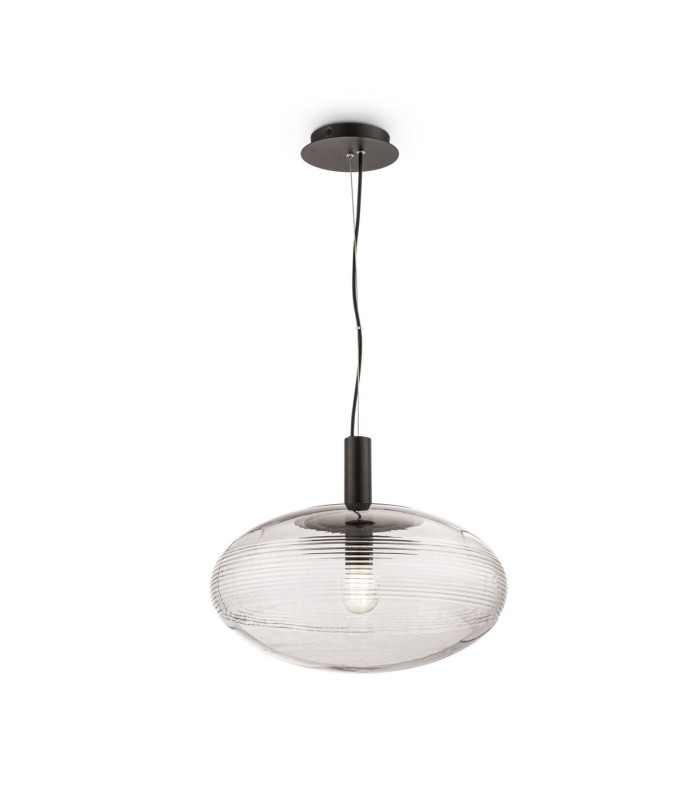 Perlas Globe Pendant Ceiling Light Black E27-1
