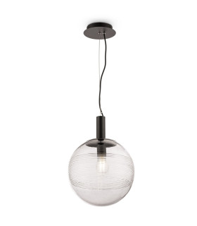 Perlas Globe Pendant Ceiling Light Black E27
