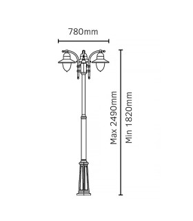 Como Triple Head Outdoor Lamp Post Black IP54-2