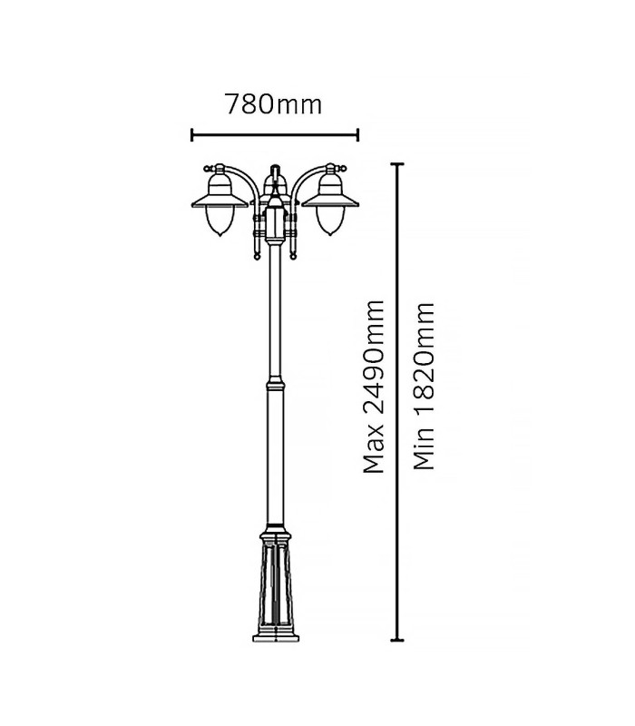 Como Triple Head Outdoor Lamp Post Black IP54-2