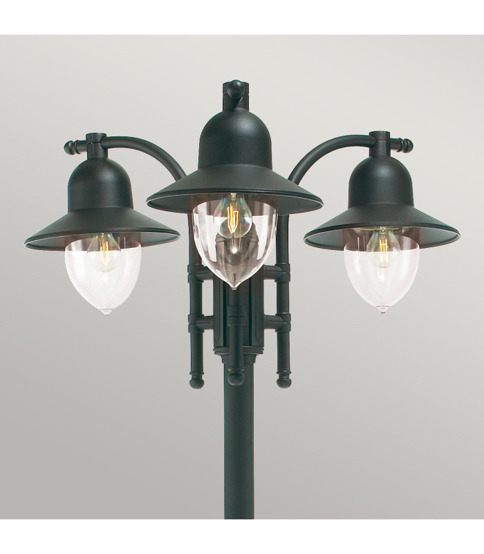 Como Triple Head Outdoor Lamp Post Black IP54-3