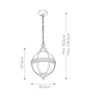 Halleron Chain Lantern Outdoor Pendant Ceiling Light Burnished Bronze IP44-2