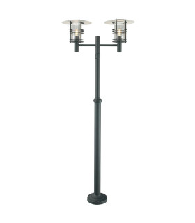 Stockholm Twin Head Outdoor Lamp Post Black IP54-1