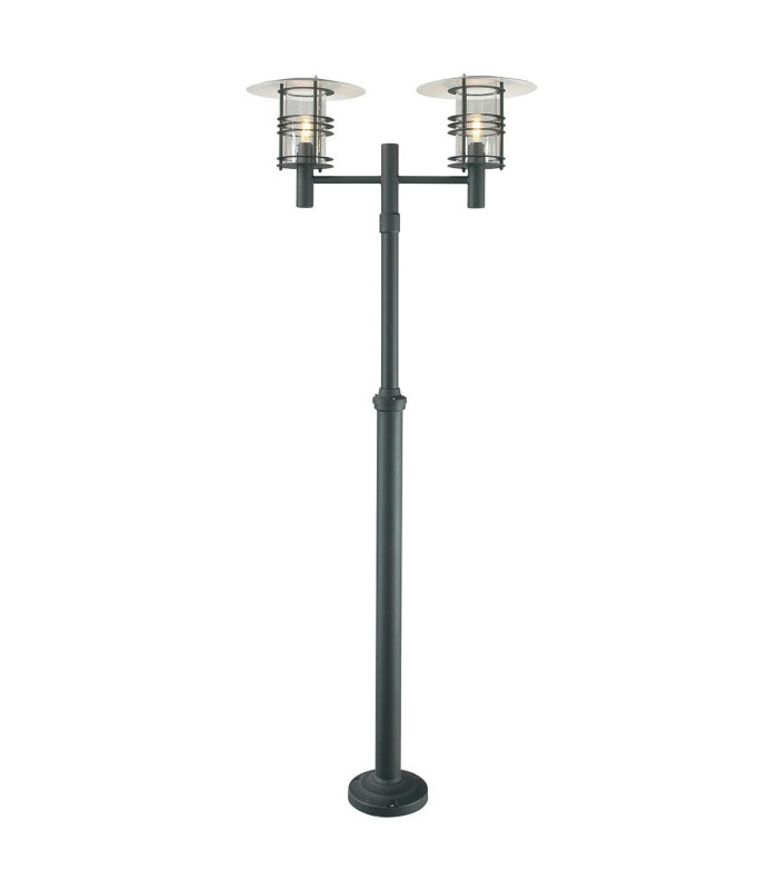 Stockholm Twin Head Outdoor Lamp Post Black IP54-1