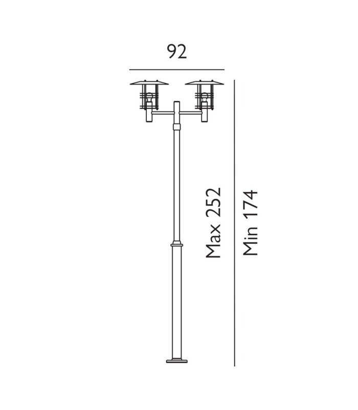 Stockholm Twin Head Outdoor Lamp Post Black IP54-3