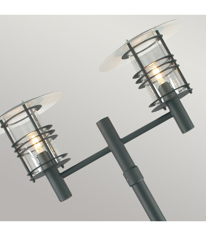 Stockholm Twin Head Outdoor Lamp Post Black IP54-4