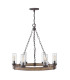 Sawyer 6 Light Multi Arm Pendant Ceiling Light Wood Effect Clear Seeded Glass IP44-1