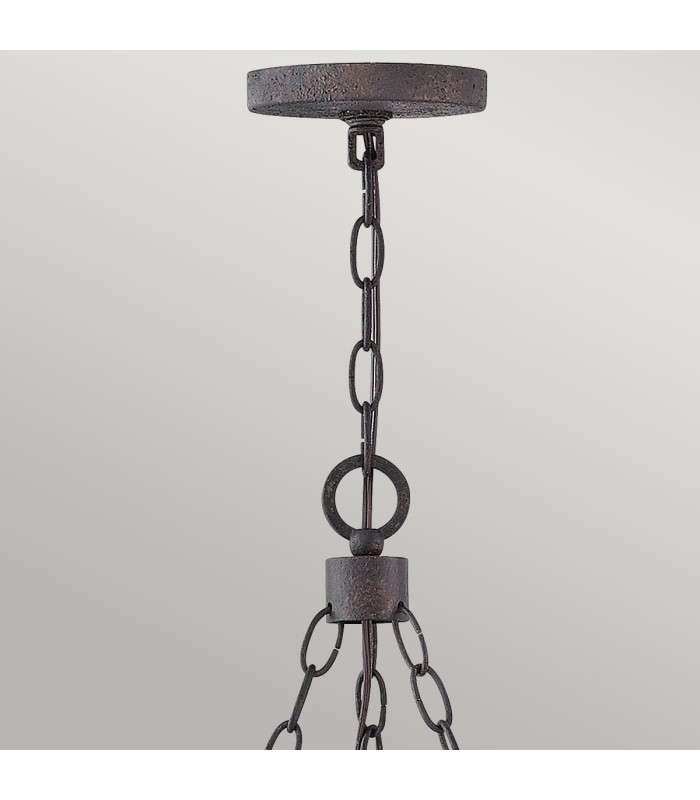 Sawyer 6 Light Multi Arm Pendant Ceiling Light Wood Effect Clear Seeded Glass IP44-4