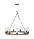 Sawyer 9 Light Multi Arm Pendant Ceiling Light Sequoia Wood Effect Clear Seeded Glass IP44-1