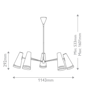 Brickell 5 Light Multi Arm Pendant Ceiling Light Matte Black-2